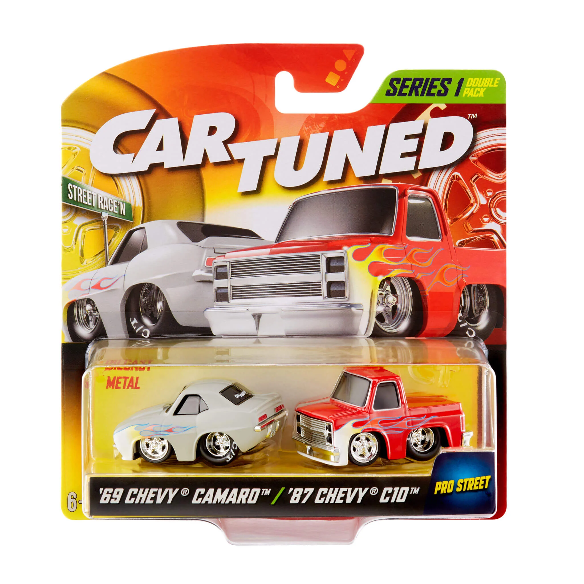 CarTuned 2 Pack Series 1-Street Race'n, 1969 Chevy Camaro (Pro Street), 1987 Chevy C10 (Pro Street),  Diecast Vehicles - Image 6