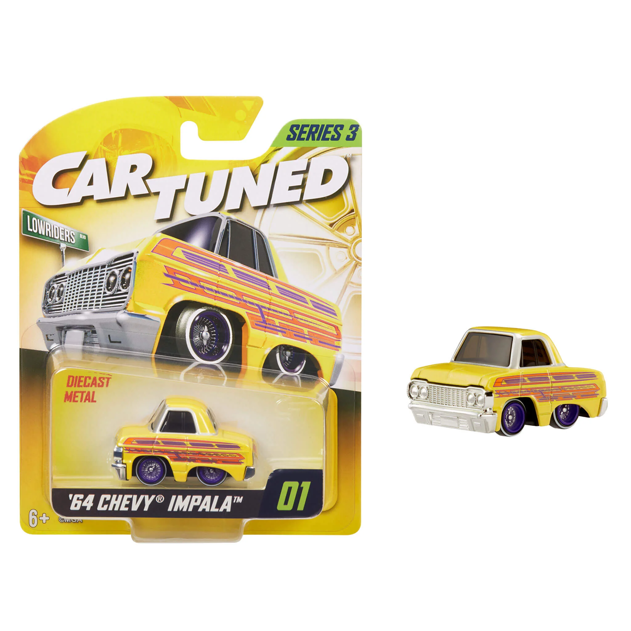 CarTuned Series 3 - 1964 Chevy Impala (Lowrider) - Yellow Diecast Vehicle
