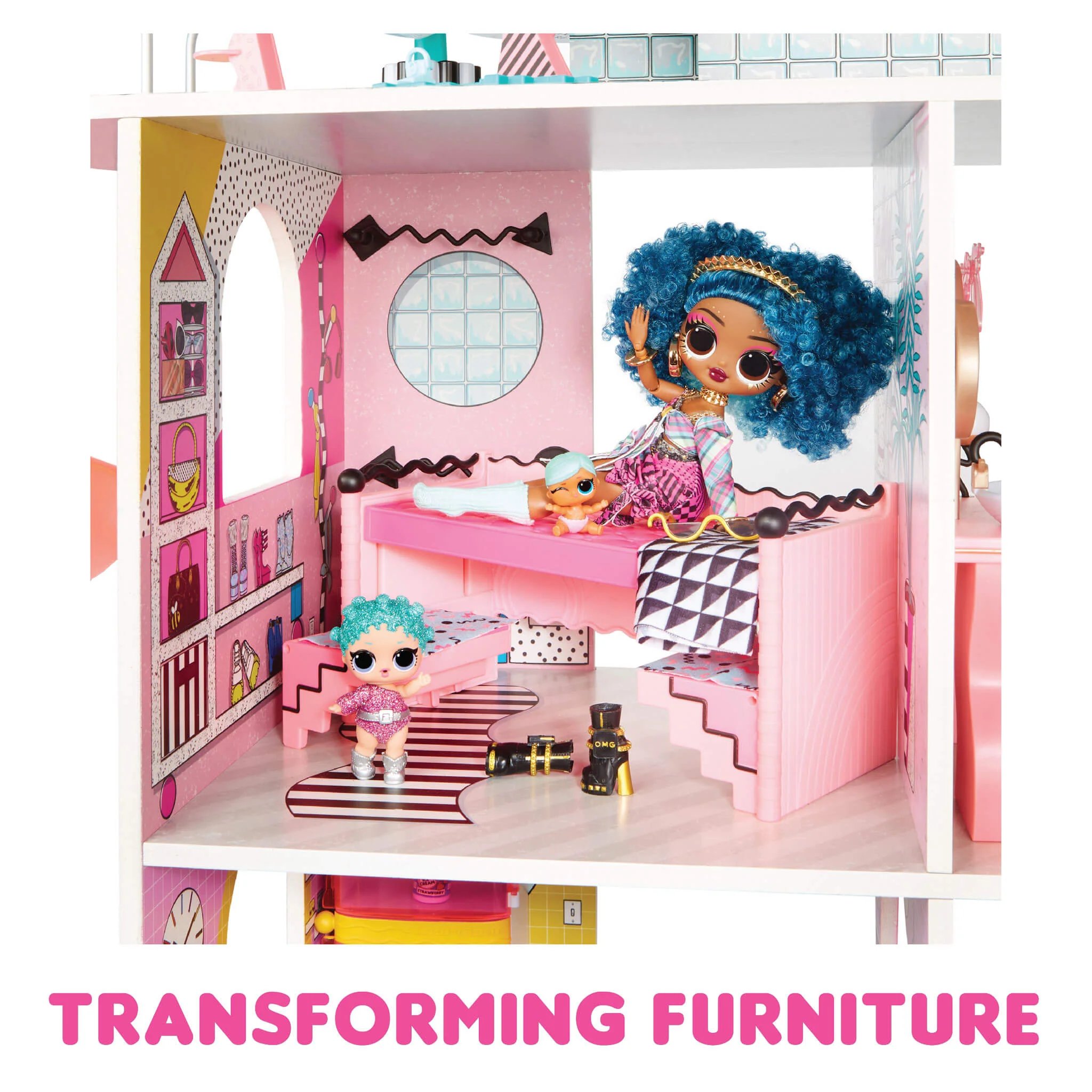 LOL Surprise OMG Fashion House Playset - Real Wood Doll House with 85+ Surprises - Image 6