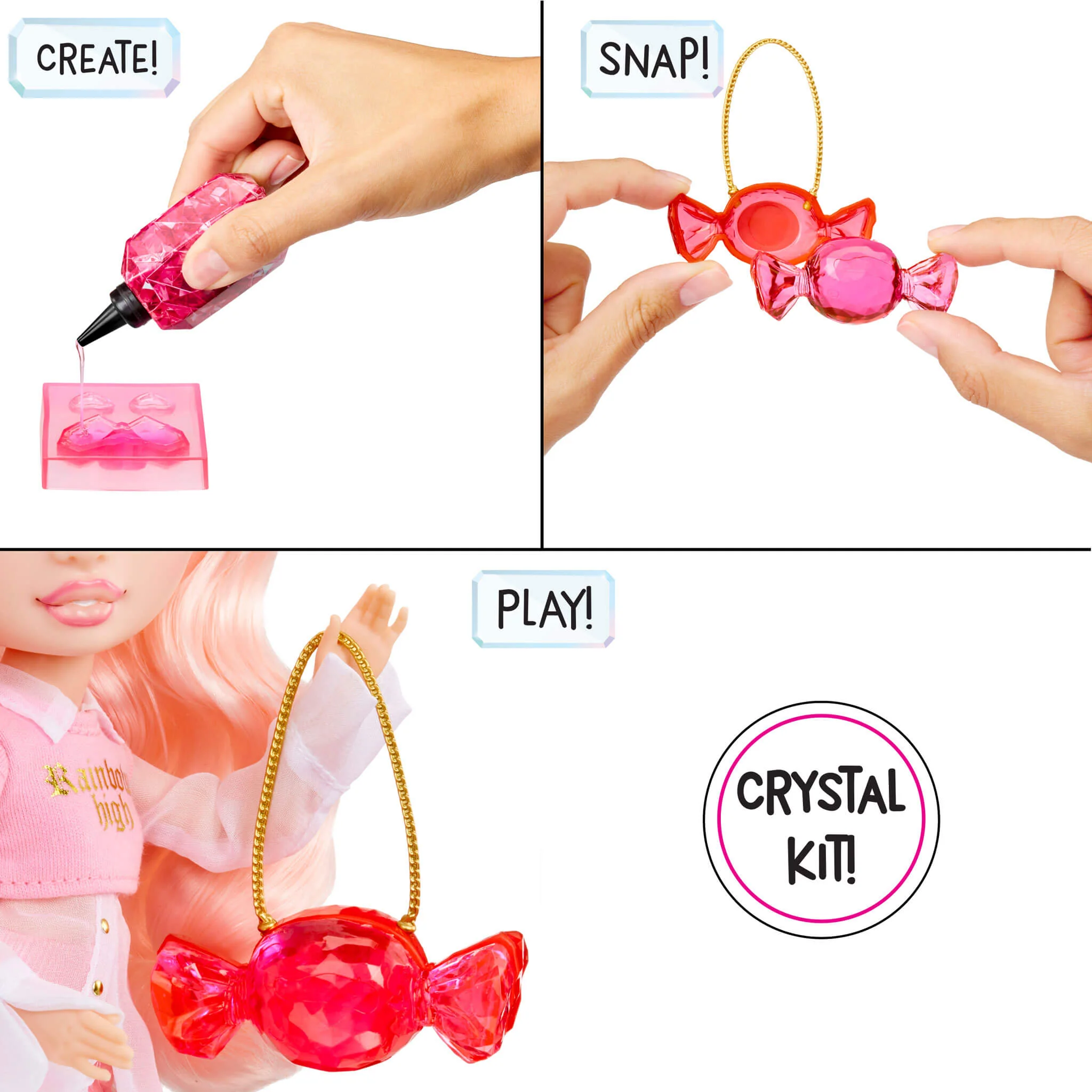 Rainbow High Creative Crystals Bella - Pink 11” Fashion Doll with Crystal Accessory Make It Kit - Image 3
