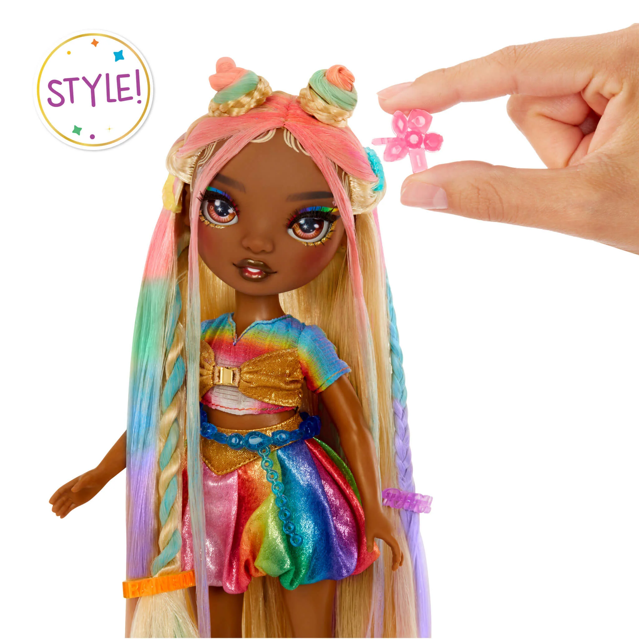Rainbow High Hair Chalk & Style Meline - Gold 11” Fashion Doll - Image 4