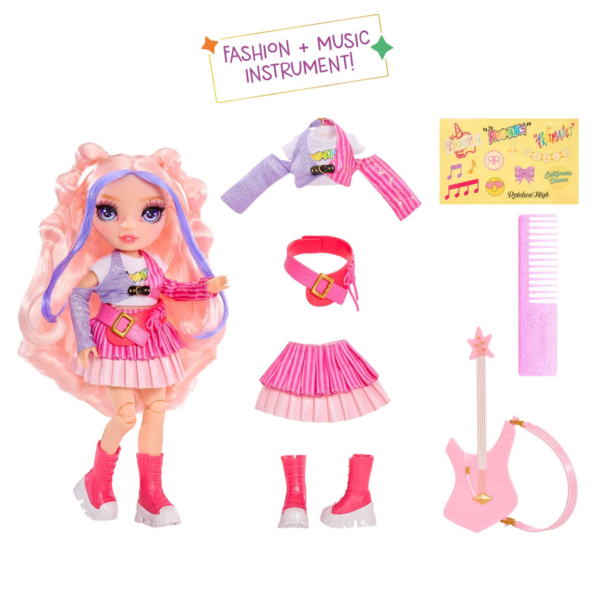 Rainbow High Jr High Rock Band - Bella, Pink 9” Fashion Doll - Image 2