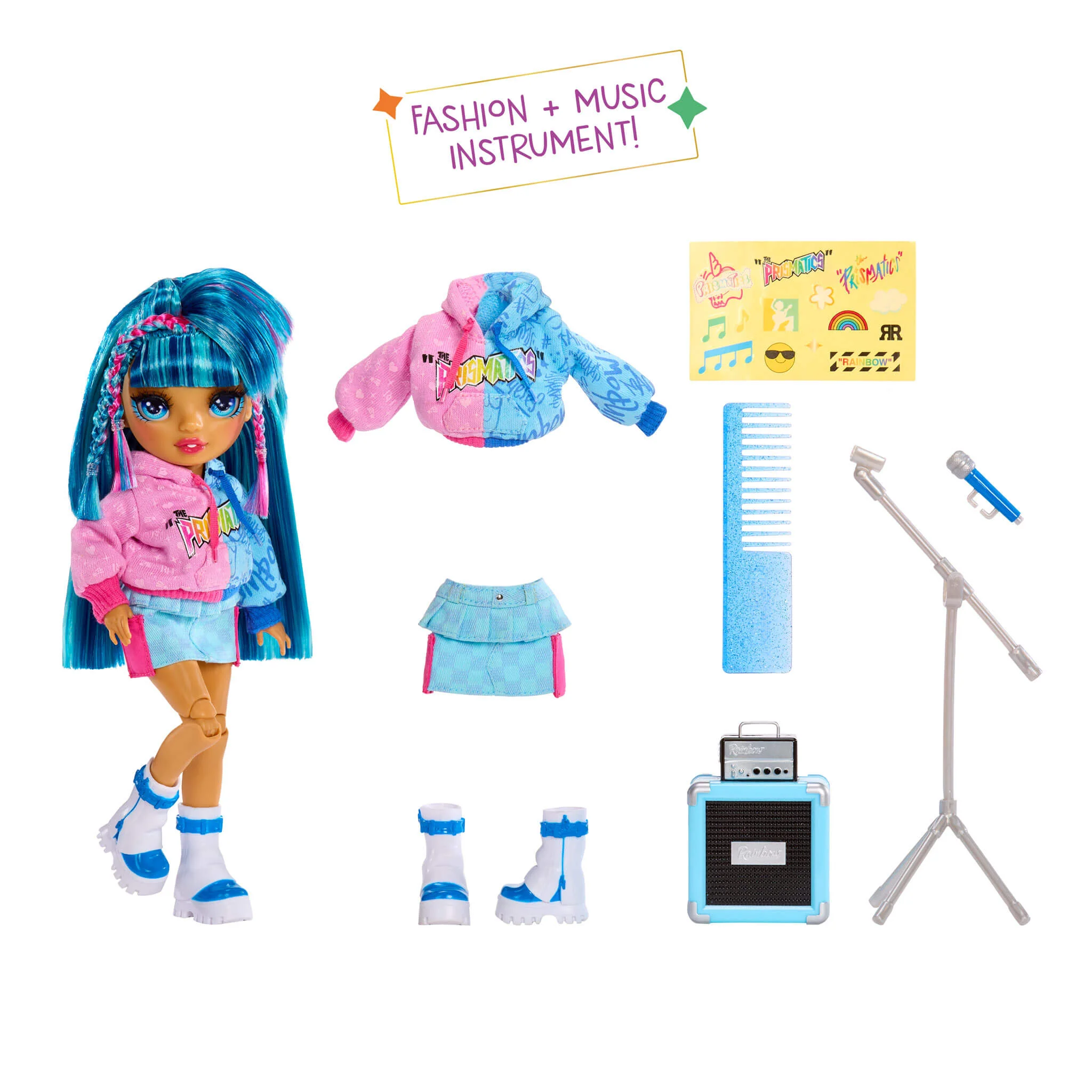 Rainbow High Jr High Rock Band - Skyler, Blue 9” Fashion Doll - Image 2