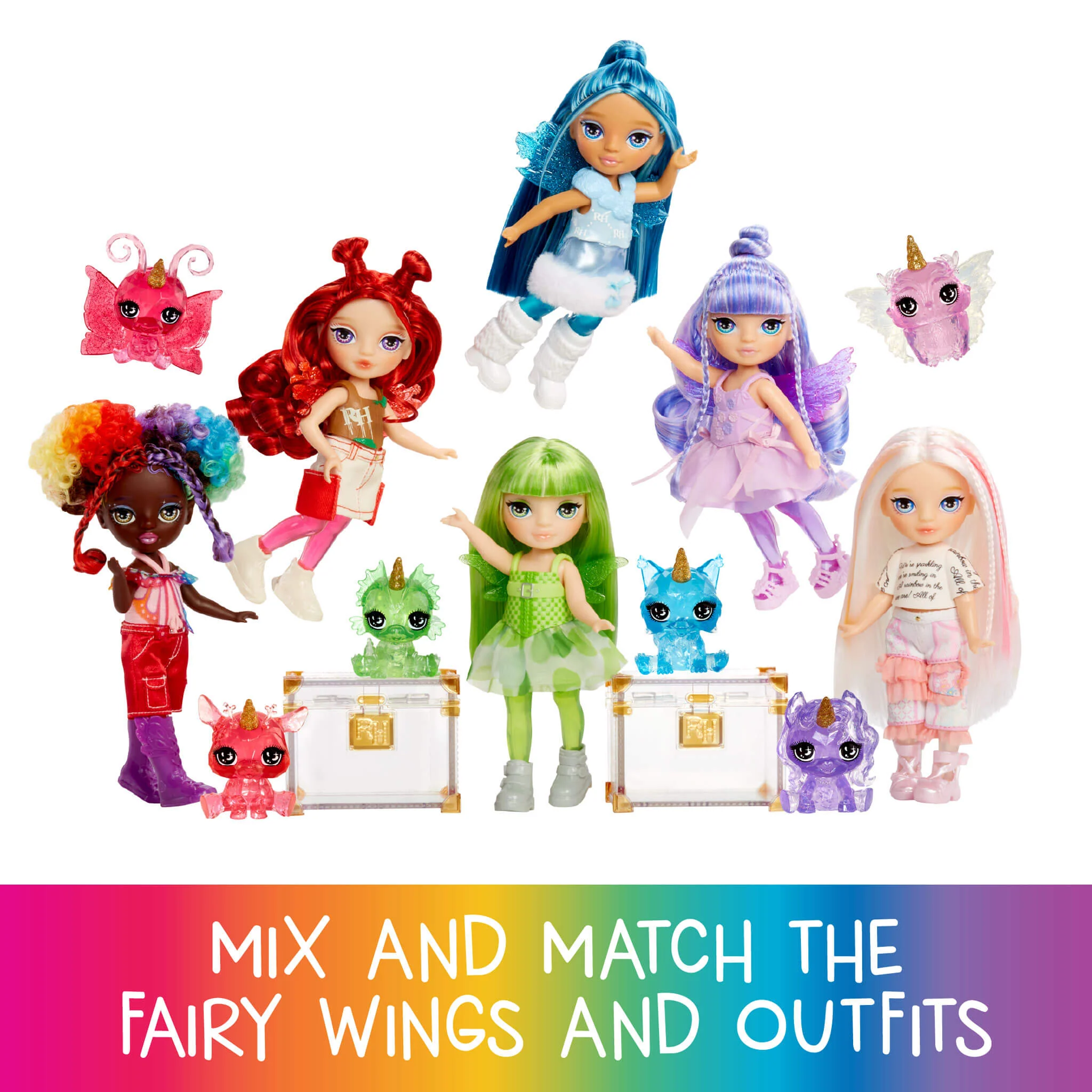 Rainbow High Littles Rainbow Fantasy Fairies with Pet – Opal, Rainbow, 5.5" Posable Small Doll & Fantasy Owl Pet - Image 5