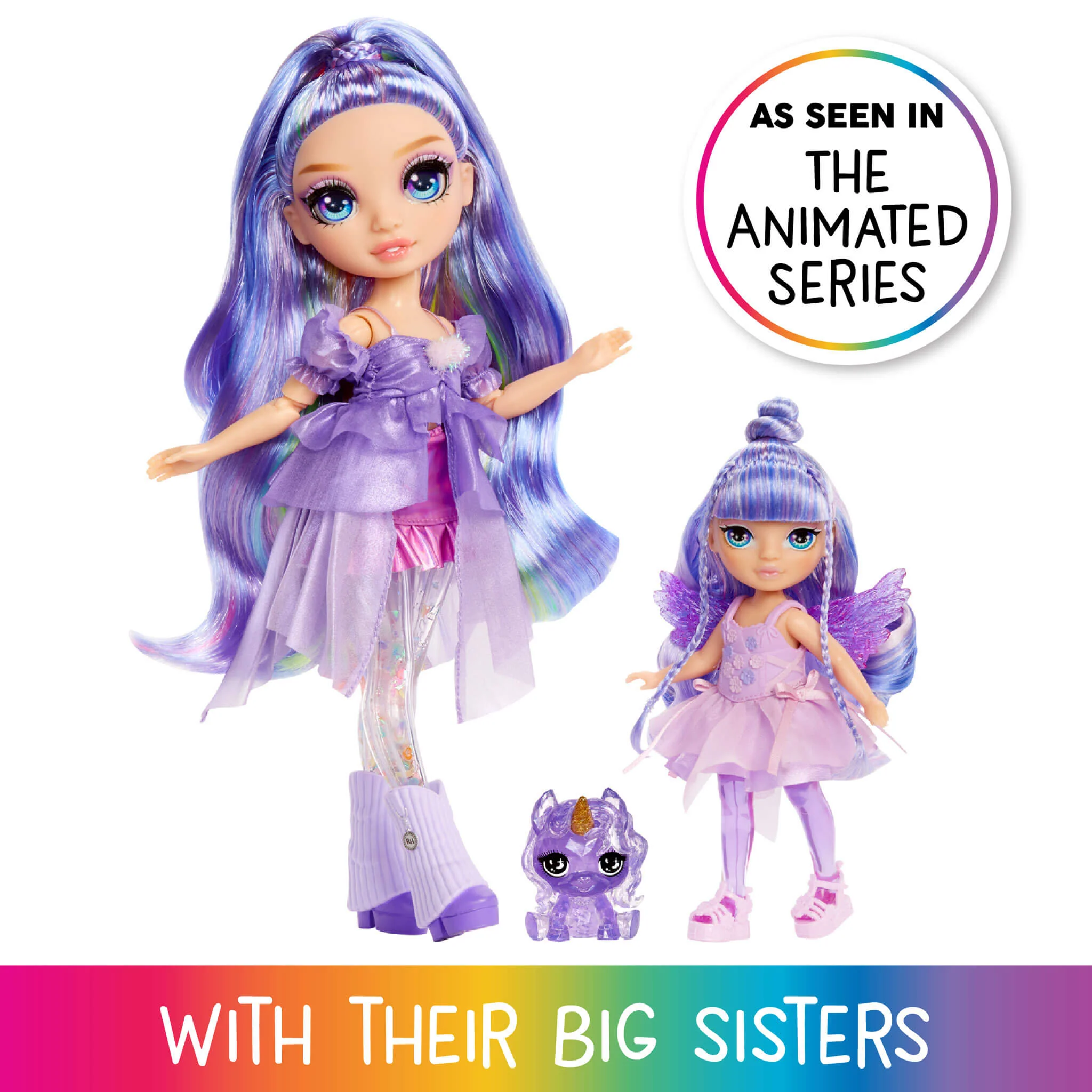Rainbow High Littles Rainbow Fantasy Fairies with Pet – Amethyst, Purple, 5.5" Posable Small Doll & Fantasy Pegasus Pet - Image 4