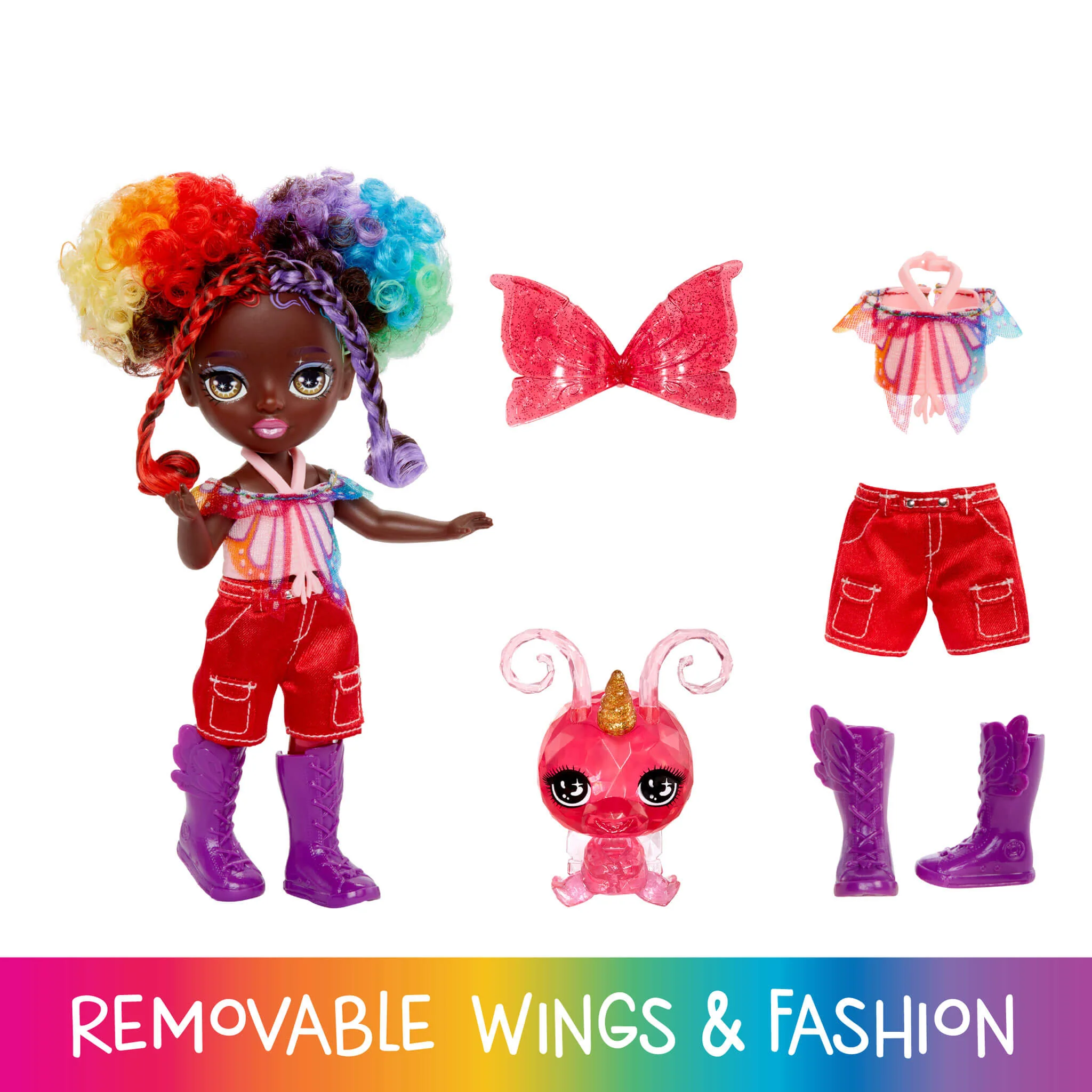 Rainbow High Littles Rainbow Fantasy Fairies with Pet – Astrid, Rainbow, 5.5" Posable Small Doll & Fantasy Butterfly Pet - Image 3