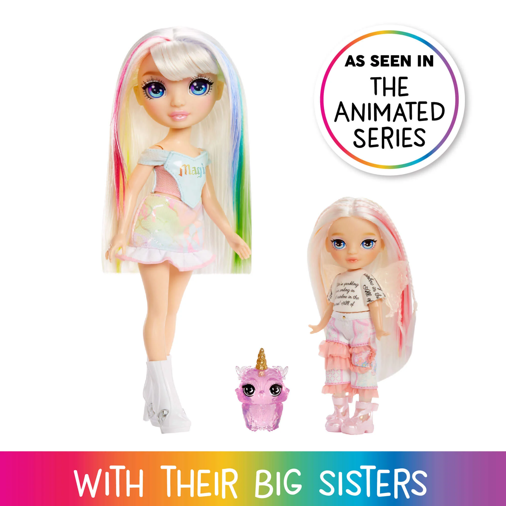 Rainbow High Littles Rainbow Fantasy Fairies with Pet – Opal, Rainbow, 5.5" Posable Small Doll & Fantasy Owl Pet - Image 4