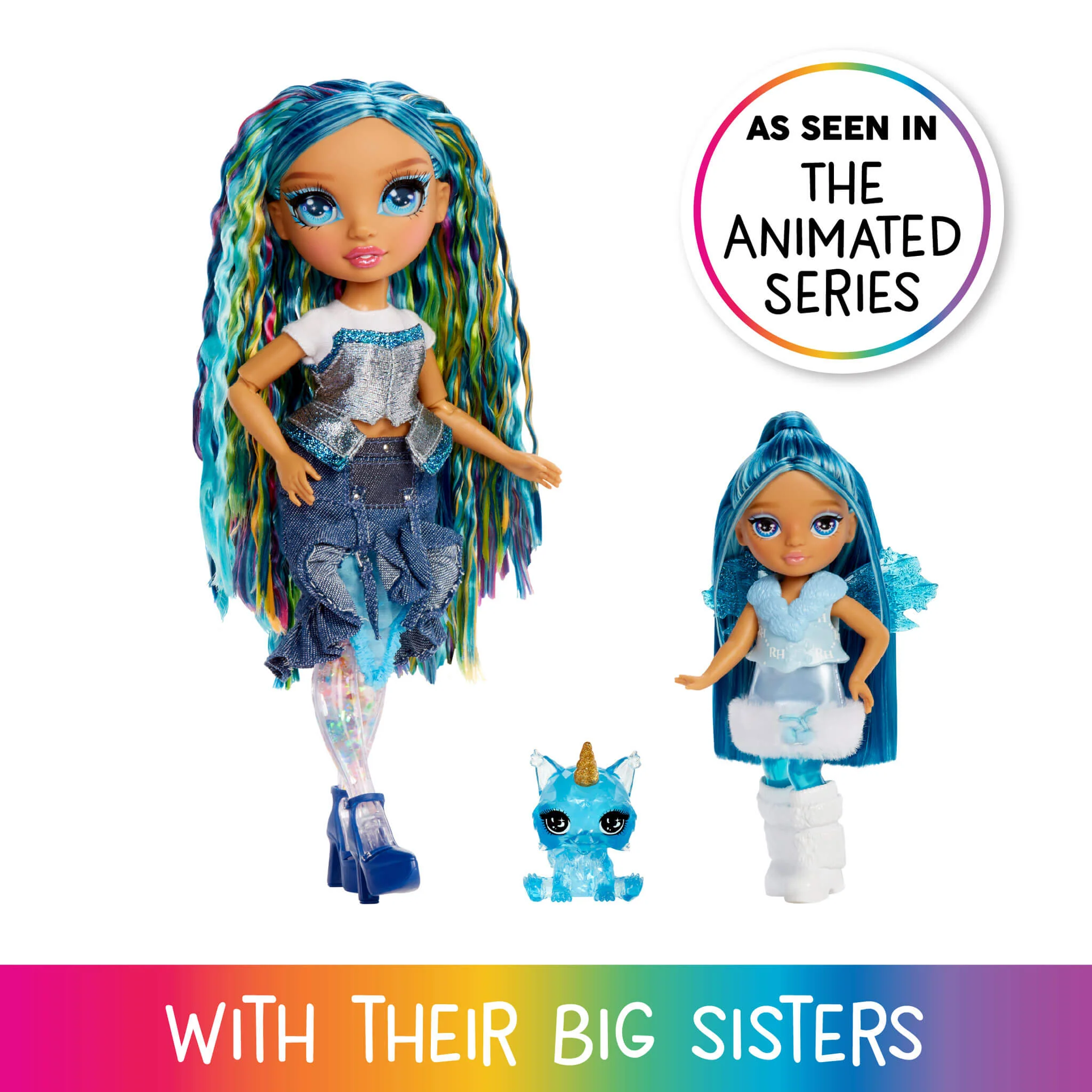 Rainbow High Littles Rainbow Fantasy Fairies with Pet – Sapphire, Blue, 5.5" Posable Small Doll & Fantasy Dog Pet - Image 4
