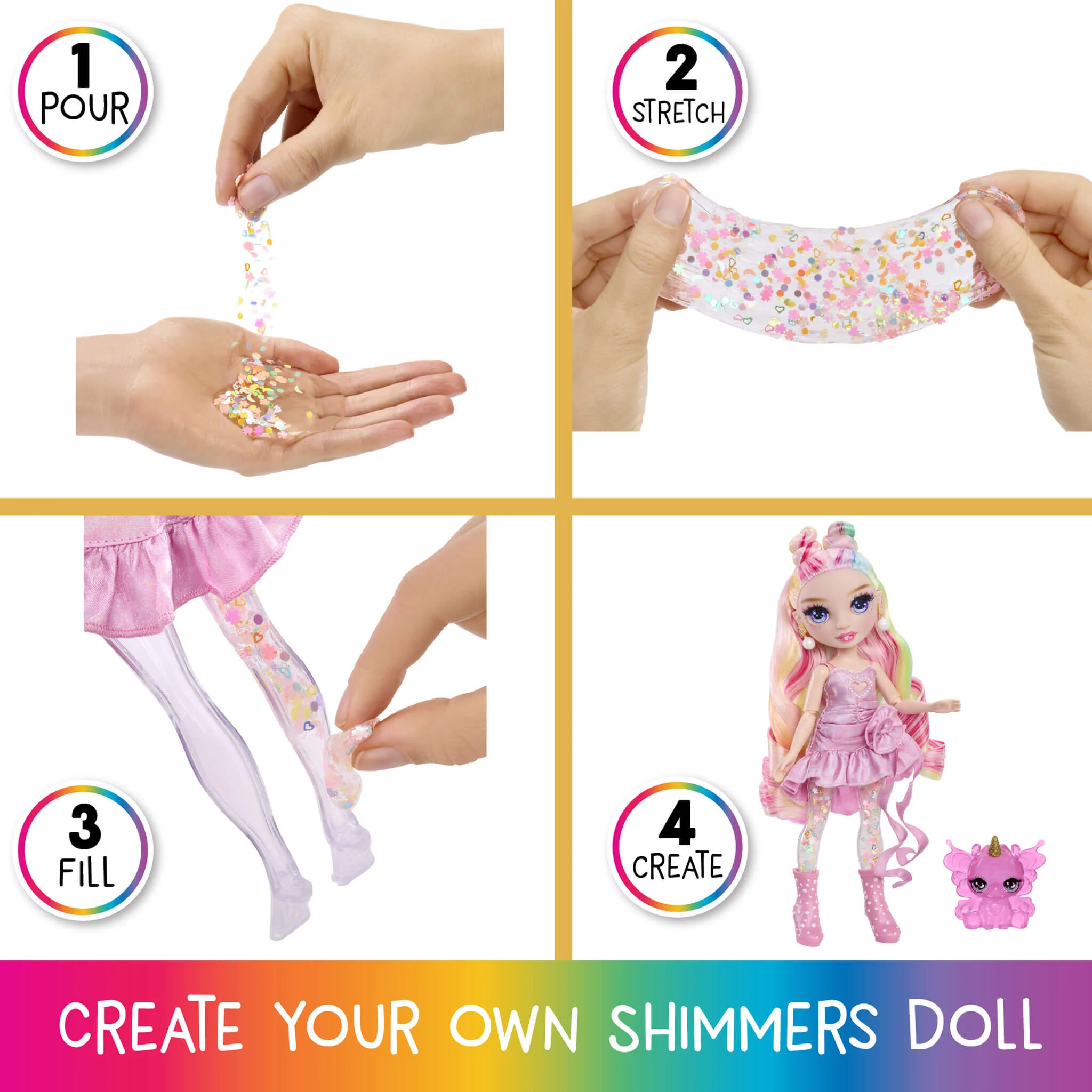 Rainbow High Rainbow Shimmers with Slime – Bella, Pink 11” Doll, Create a Rainbow Fashion Doll - Image 4