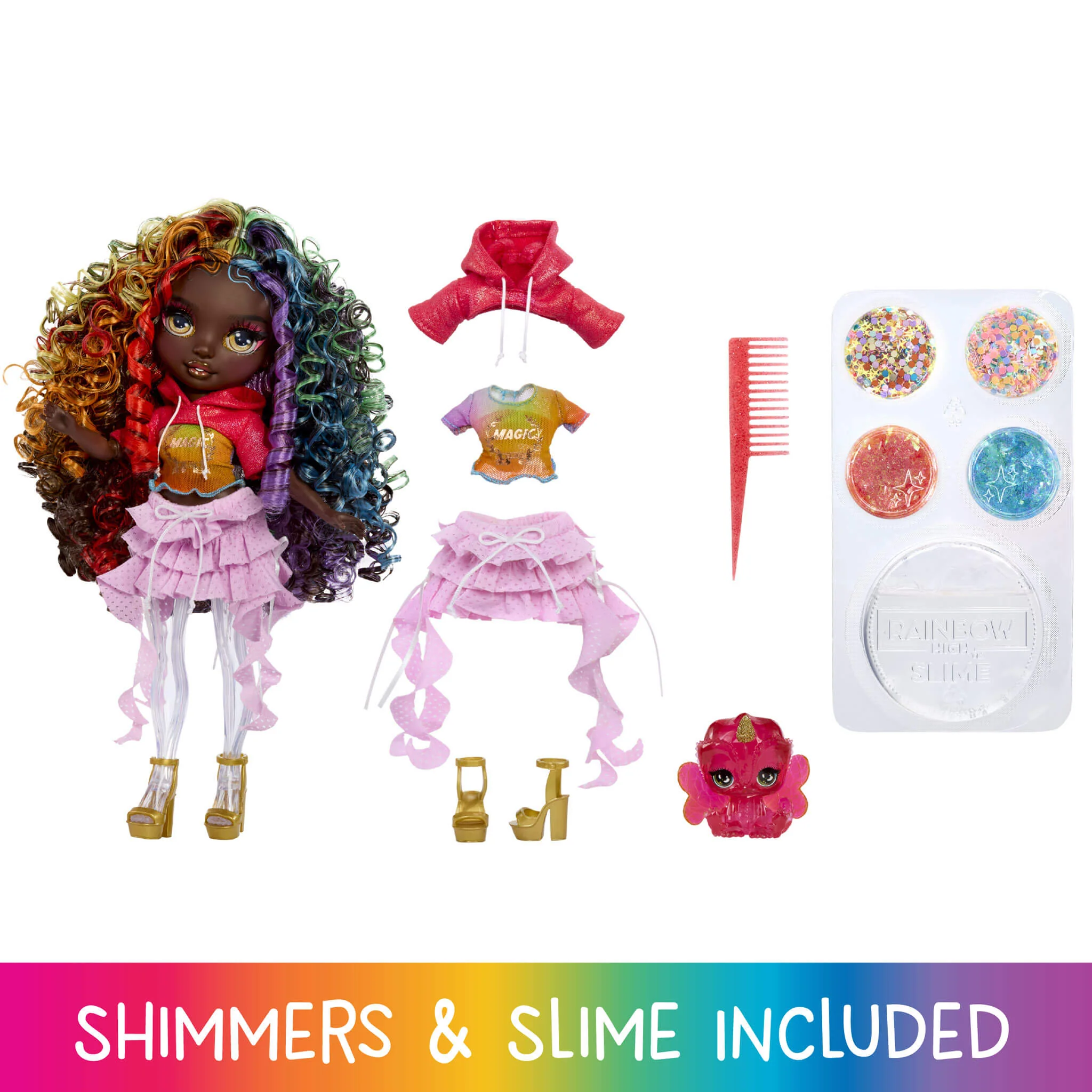 Rainbow High Rainbow Shimmers with Slime – Iris, Rainbow 11” Doll, Create a Rainbow Fashion Doll - Image 2