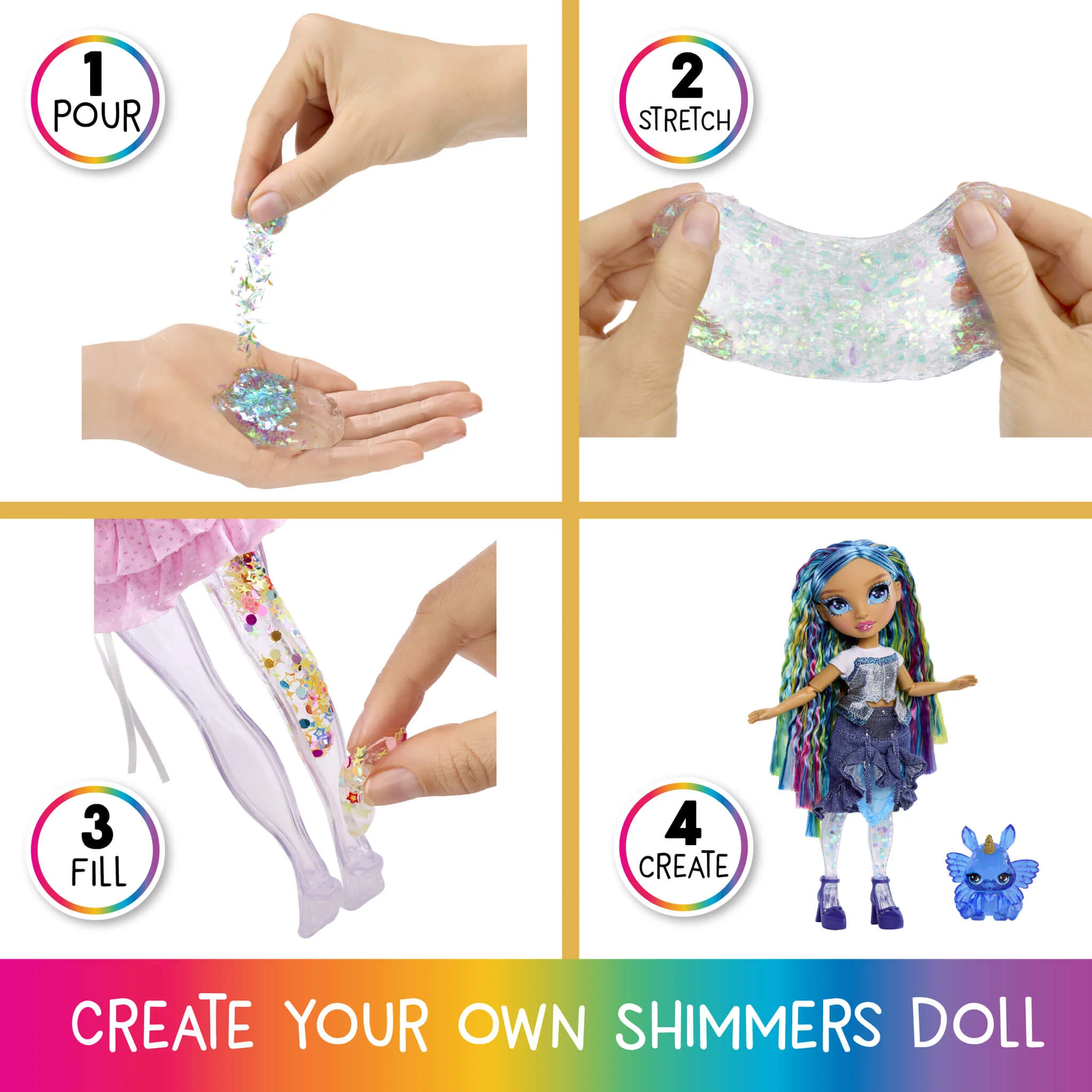 Rainbow High Rainbow Shimmers with Slime – Skyler, Blue 11” Doll, Create a Rainbow Fashion Doll - Image 4