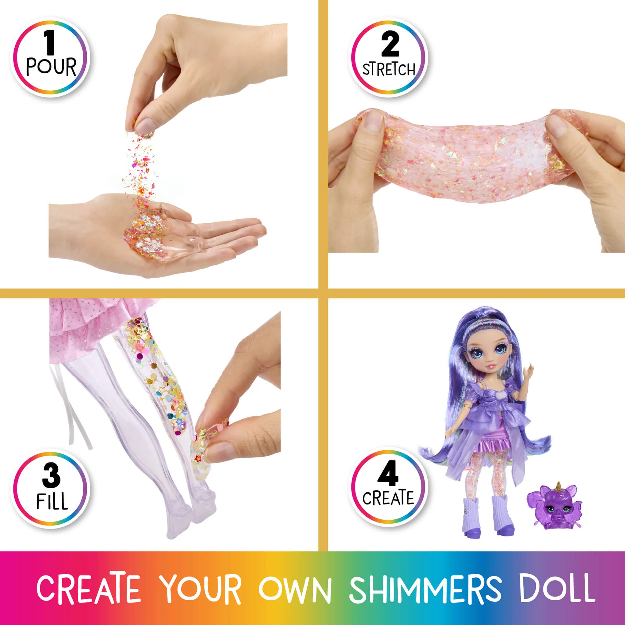 Rainbow High Rainbow Shimmers with Slime – Violet, Purple 11” Doll, Create a Rainbow Fashion Doll - Image 4