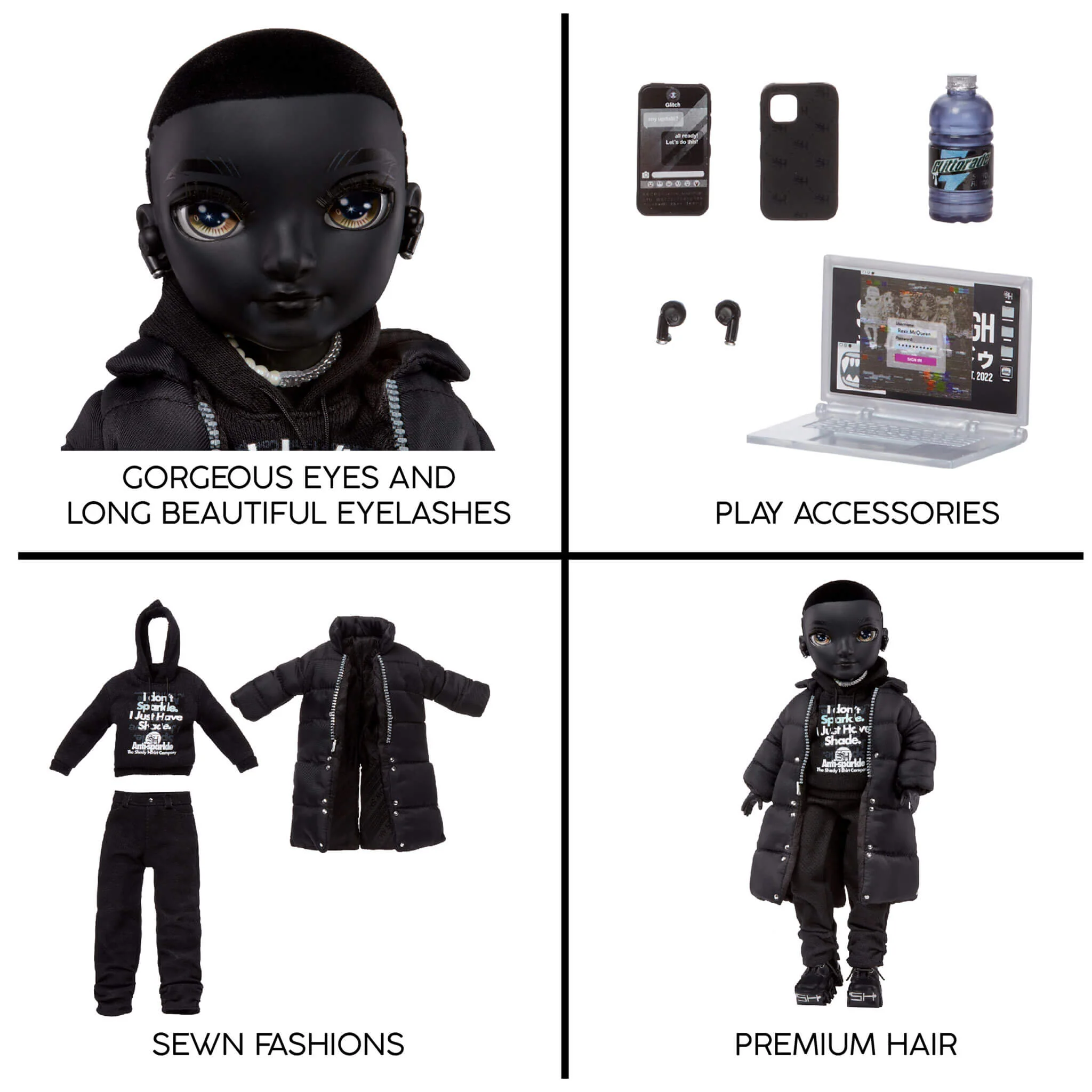 Rainbow High Shadow High Rexx McQueen - Black Color Fashion Doll - Image 5